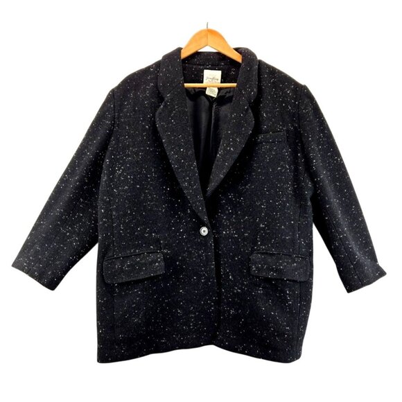 Jessica Tierney Jackets & Blazers - Vtg 80s Jessica Tierney Blazer 18W Black Wool Tweed Gray White Specks Career